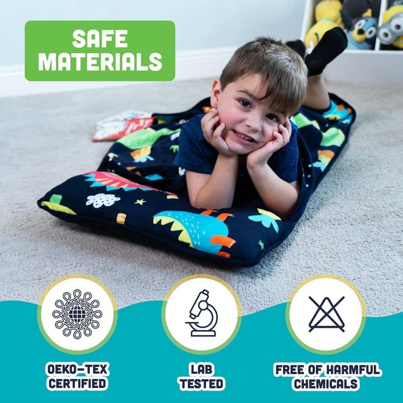 Klevly Dinosaur Toddler Nap Mat with Pillow – Oeko-TEX Certified Kids Sleeping Mat for Daycare, Preschool, Travel, and Home – Soft and Cozy, Portable, and Machine Washable – Fits Toddlers Up to 43 Inches - Image 4